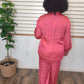 Pink Satin Pants Set
