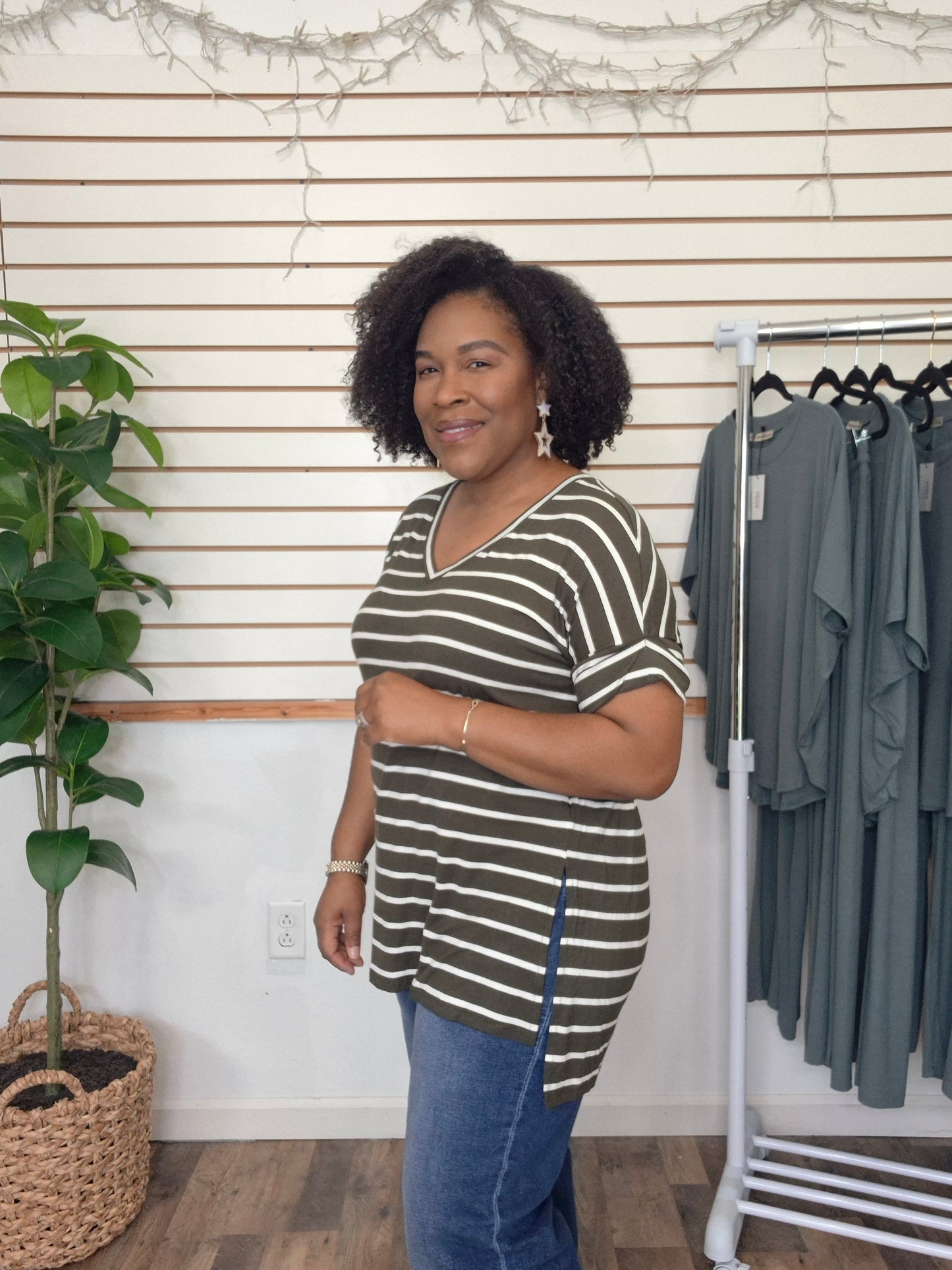 Olive V-Neck Tee