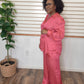 Pink Satin Pants Set