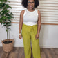 Pleated Pants Mustard Olive