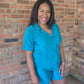 Trendy Crinkled Button-Up Short Sleeve Top and Shorts Set: PEACOCK BLUE