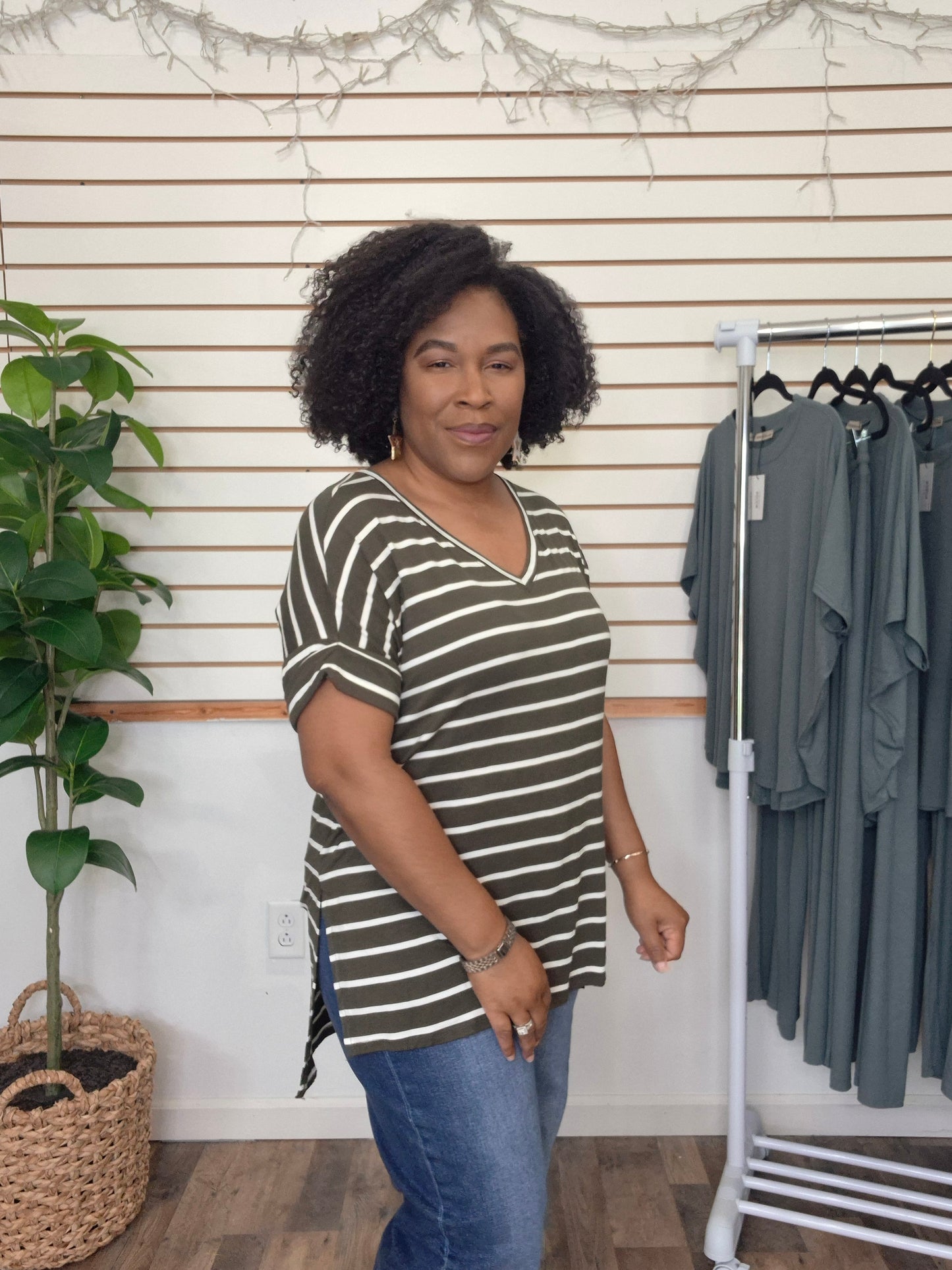 Olive V-Neck Tee