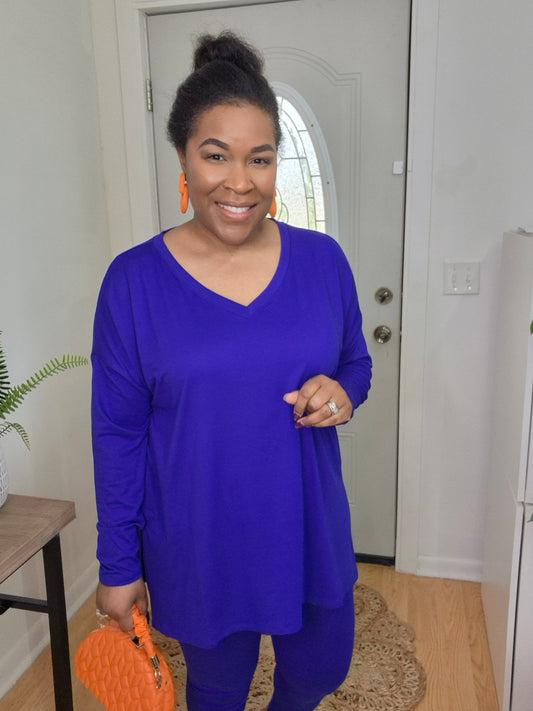 Bright Blue Lounge Set V-Neck (Misses)