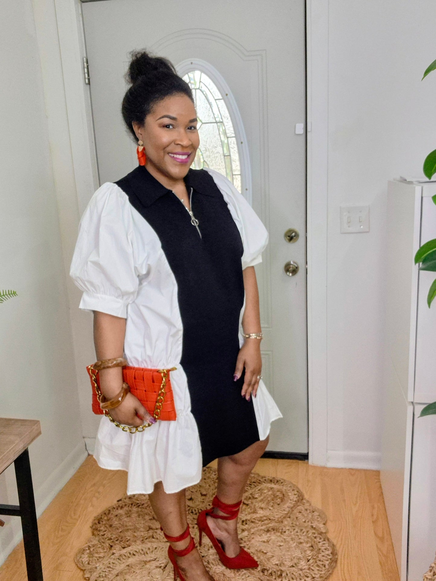 Puff Sleeve Midi Dress