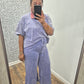 Blue Acid Wash Flare Set
