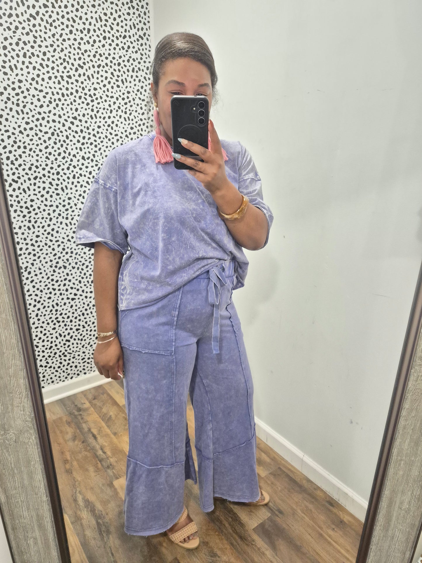 Blue Acid Wash Flare Set