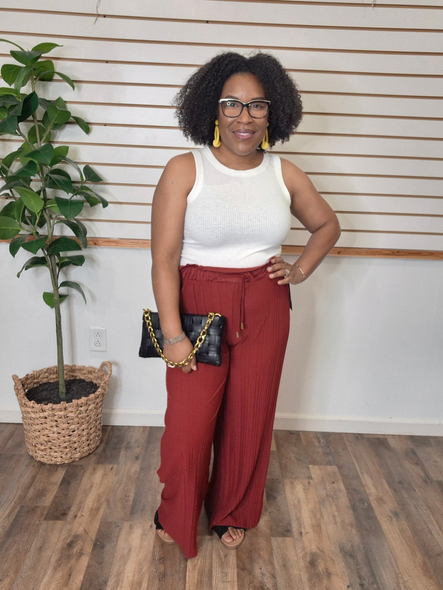 Pleated Pants Burgundy