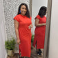 Round neck short sleeve midi dress