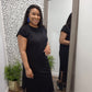 Round neck short sleeve midi dress