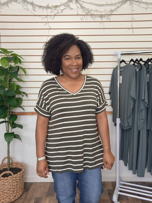 Olive V-Neck Tee