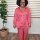 Pink Satin Pants Set