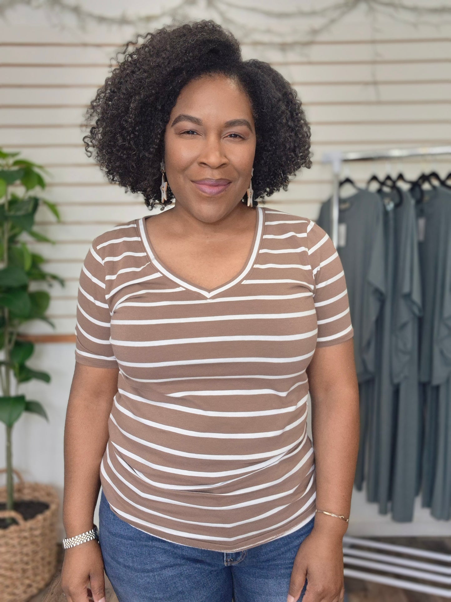 Mocha V-Neck Top