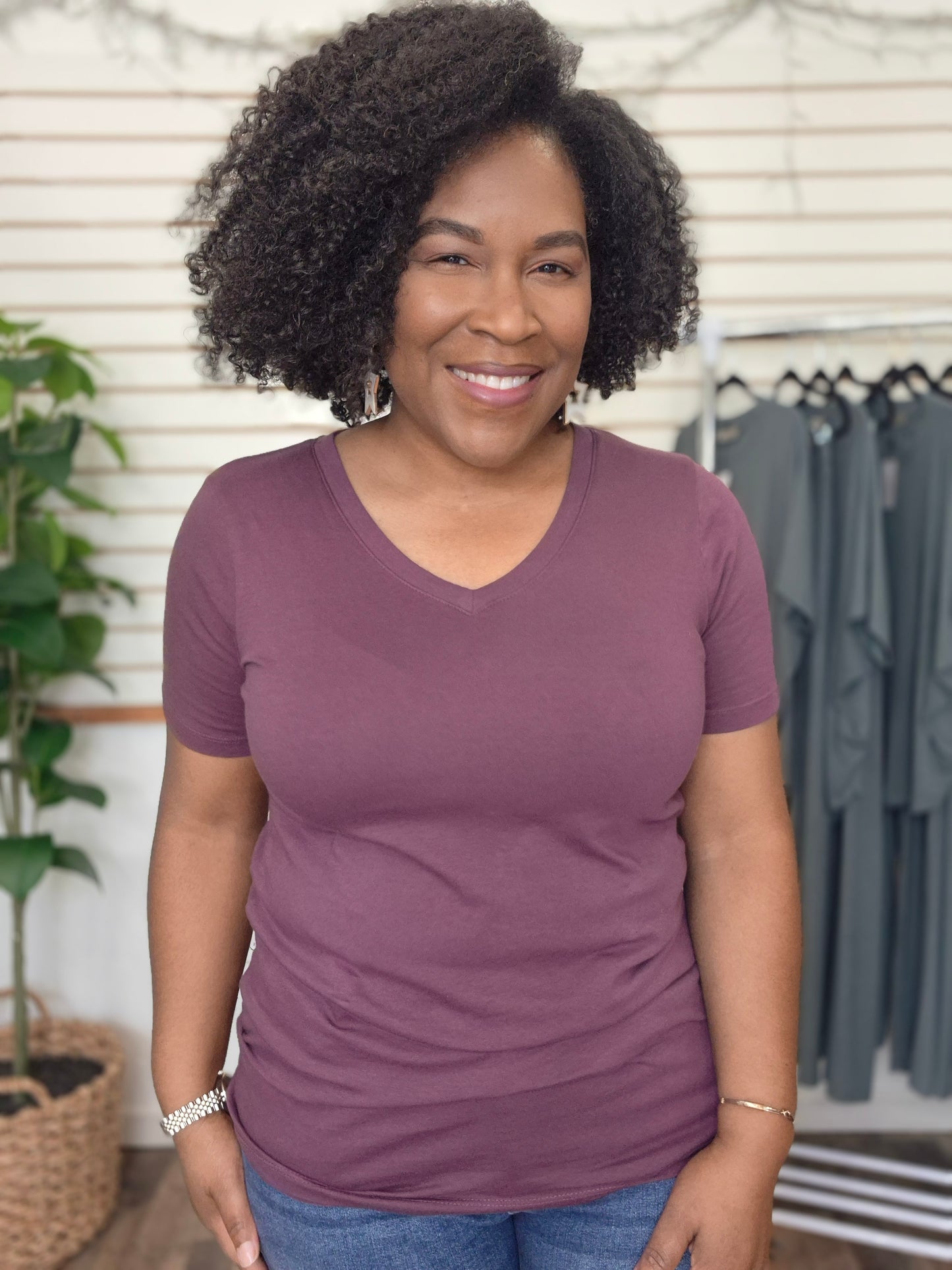 Plum V-Neck Top