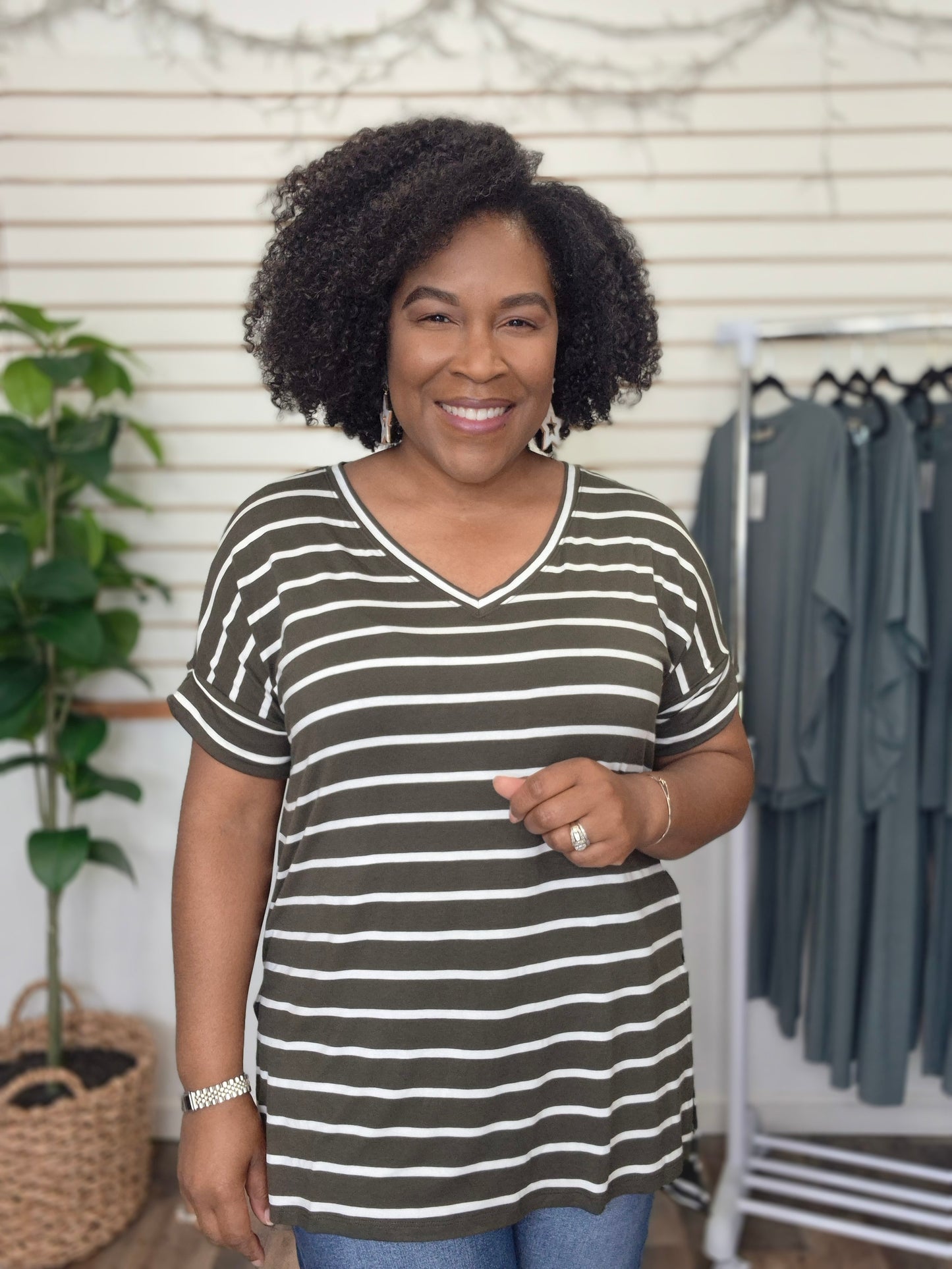 Olive V-Neck Tee