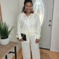Cream Pleated Set