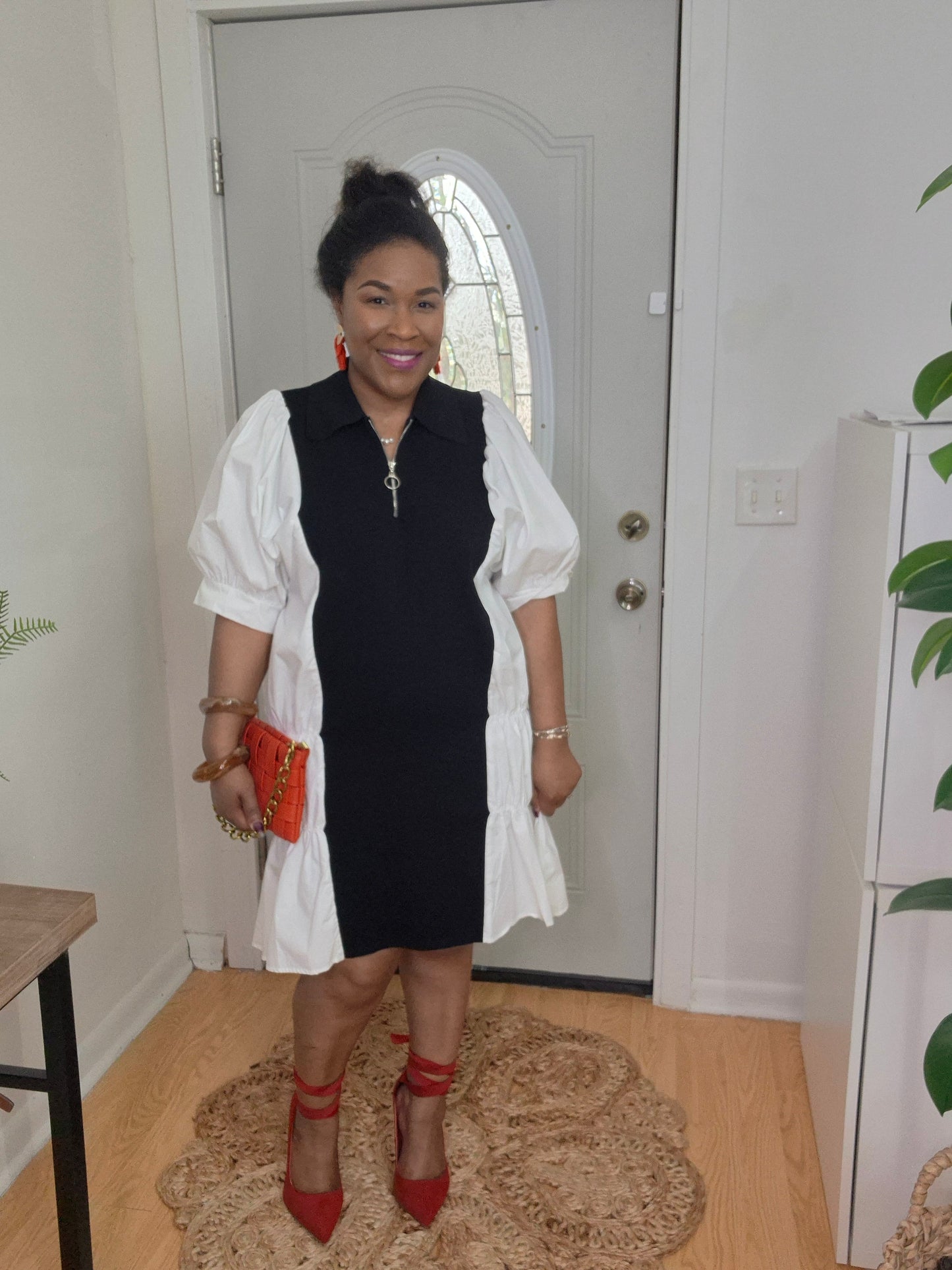 Puff Sleeve Midi Dress