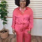Pink Satin Pants Set