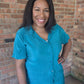 Trendy Crinkled Button-Up Short Sleeve Top and Shorts Set: PEACOCK BLUE