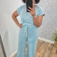 Teal Acid Wash Flare Set