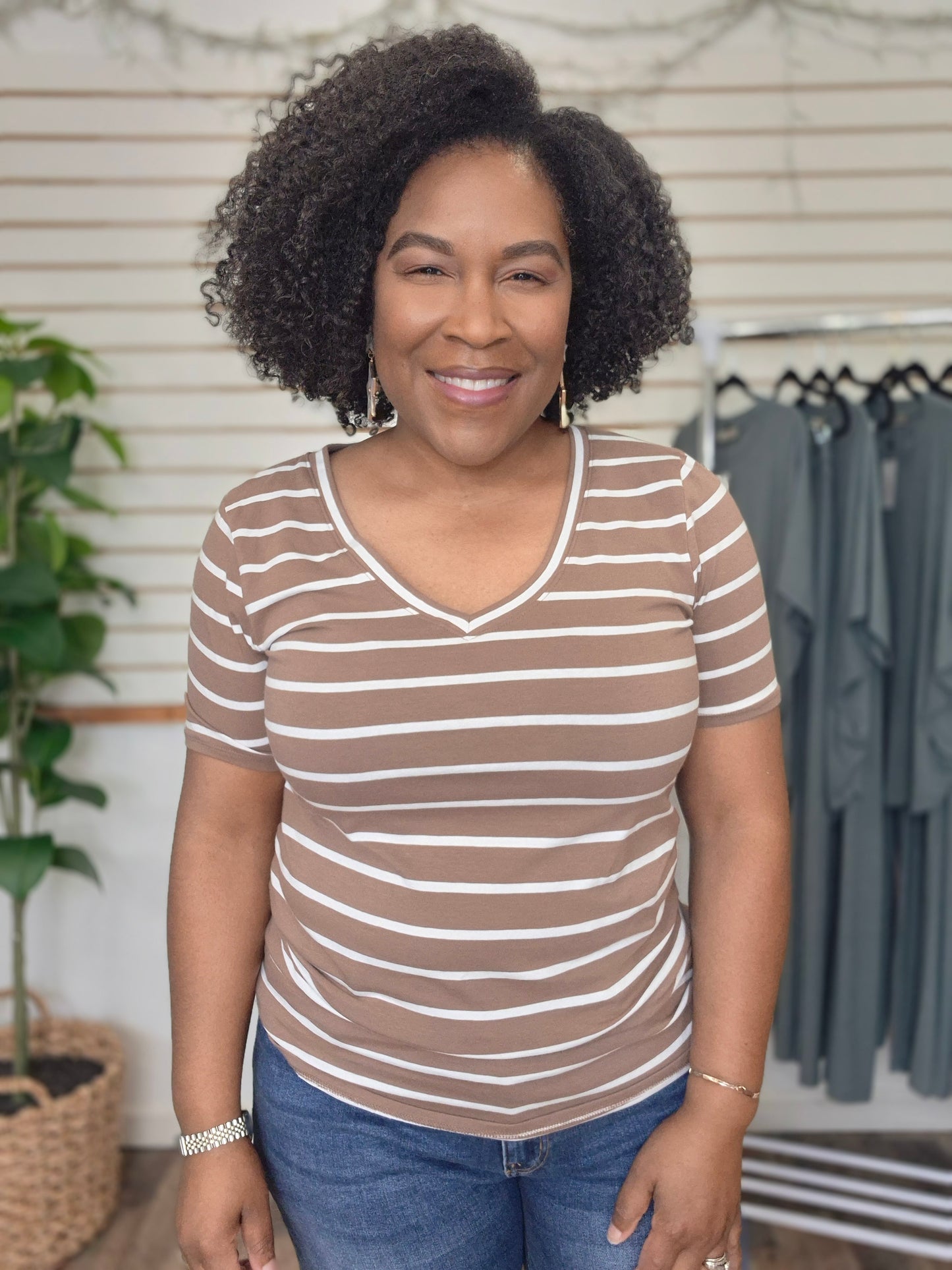 Mocha V-Neck Top