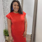 Round neck short sleeve midi dress