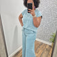 Teal Acid Wash Flare Set