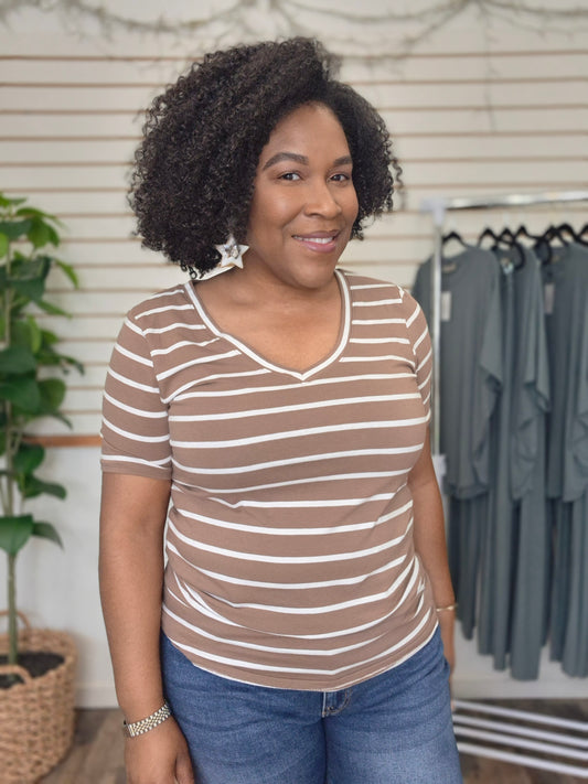 Mocha V-Neck Top