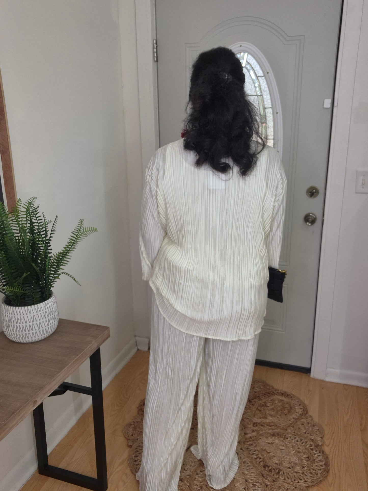 Cream Pleated Set