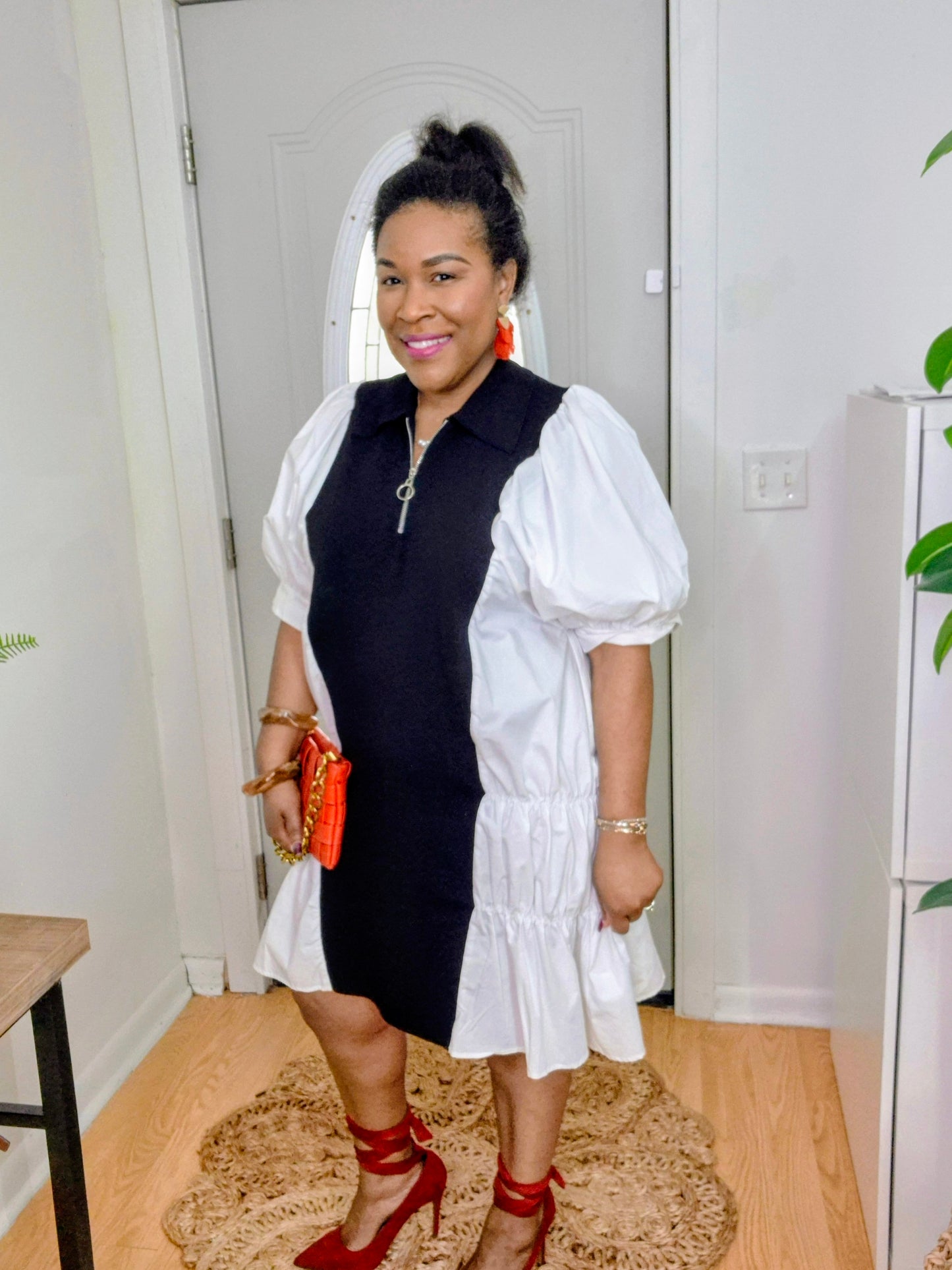 Puff Sleeve Midi Dress