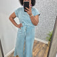 Teal Acid Wash Flare Set