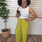 Pleated Pants Mustard Olive