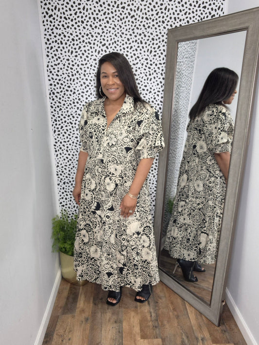 Black & Cream Mix Dress