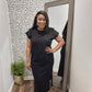 Round neck short sleeve midi dress