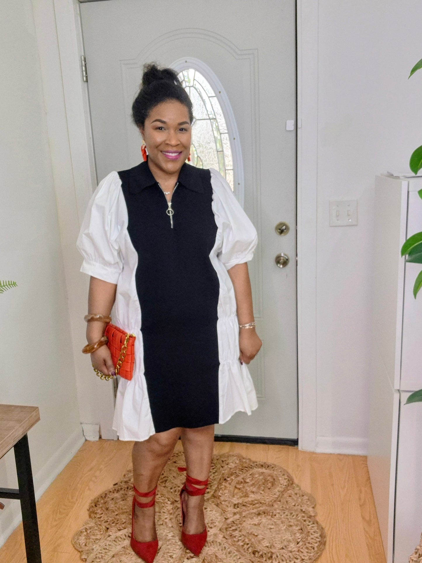 Puff Sleeve Midi Dress