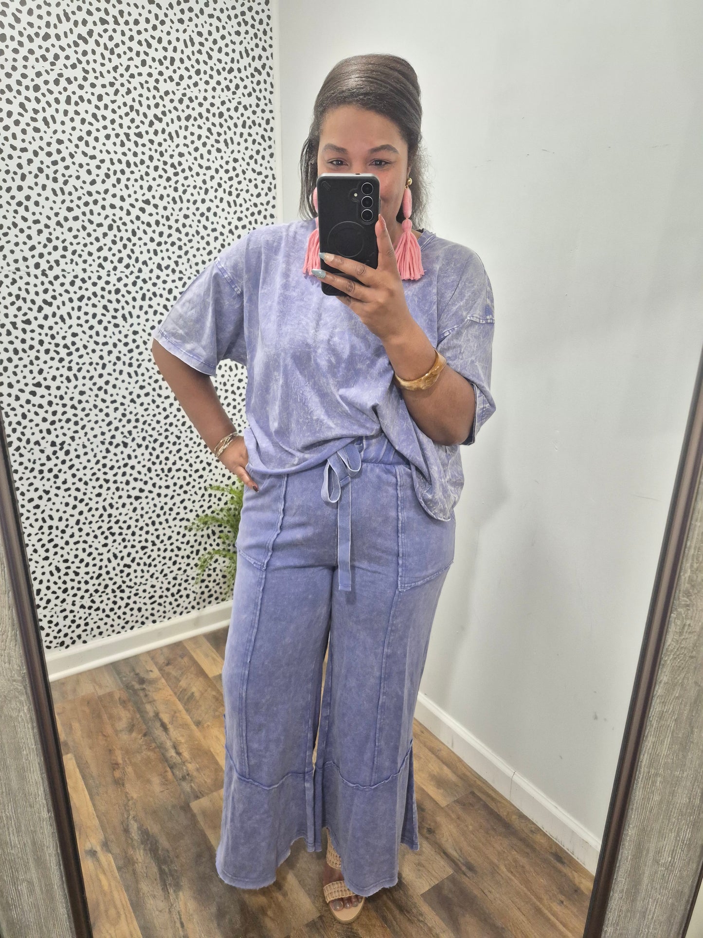 Blue Acid Wash Flare Set