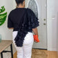 Black Ruffle Detail Top