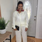 Cream Pleated Set