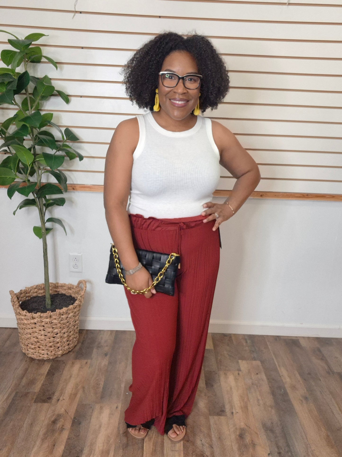 Pleated Pants Burgundy