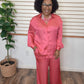 Pink Satin Pants Set