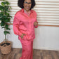 Pink Satin Pants Set