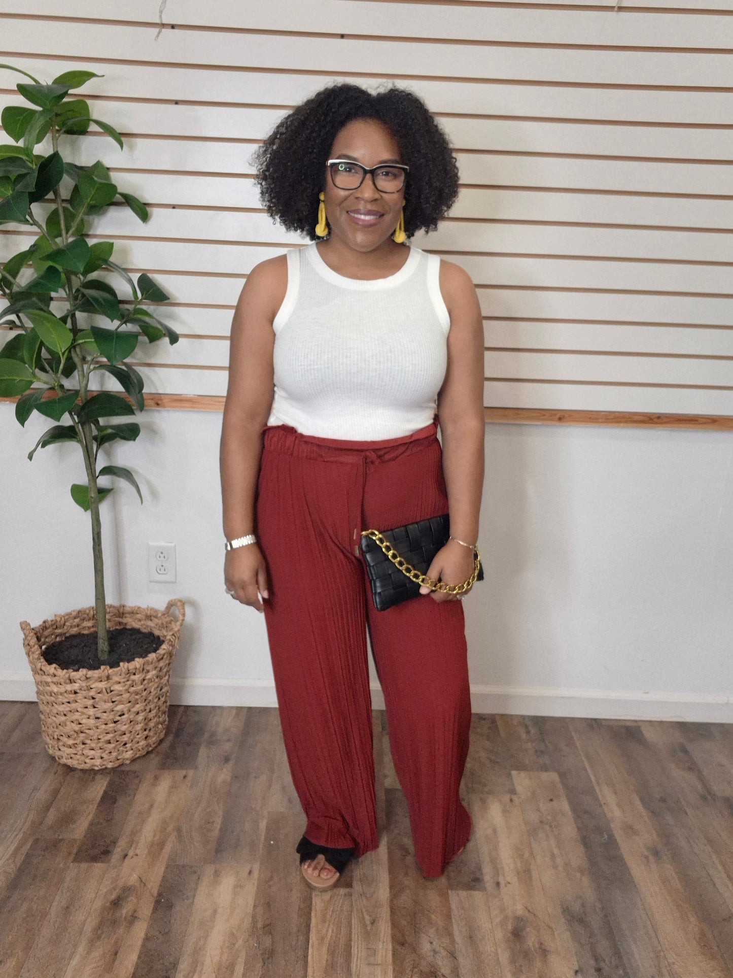 Pleated Pants Burgundy