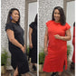 Round neck short sleeve midi dress