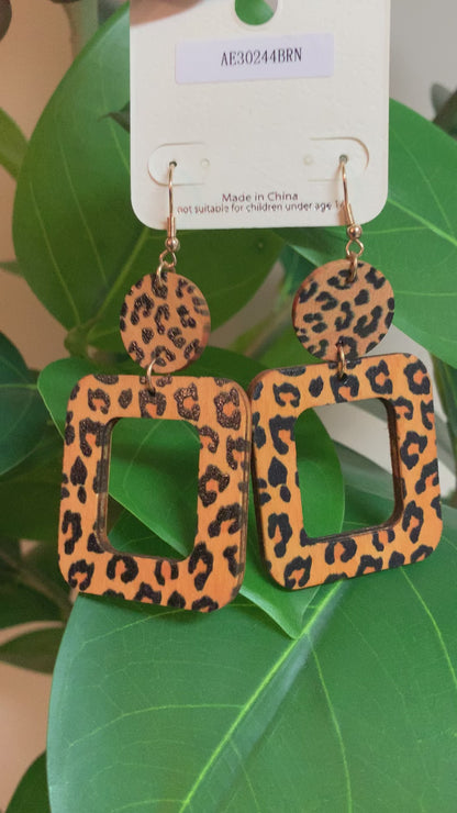 Leopard Wood Earrings