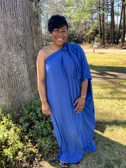 Royal One Shoulder Maxi Dress