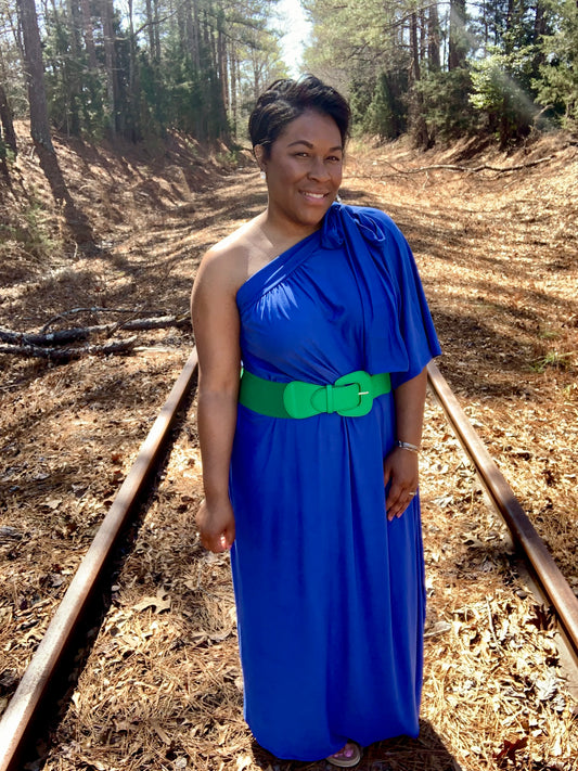 Royal One Shoulder Maxi Dress