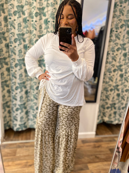 White Front Tie Top
