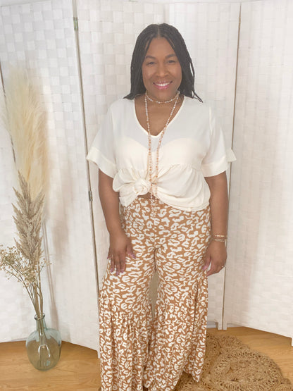 Taupe Leopard Palazzo Pants