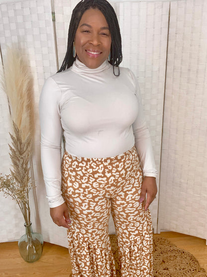 Taupe Leopard Palazzo Pants