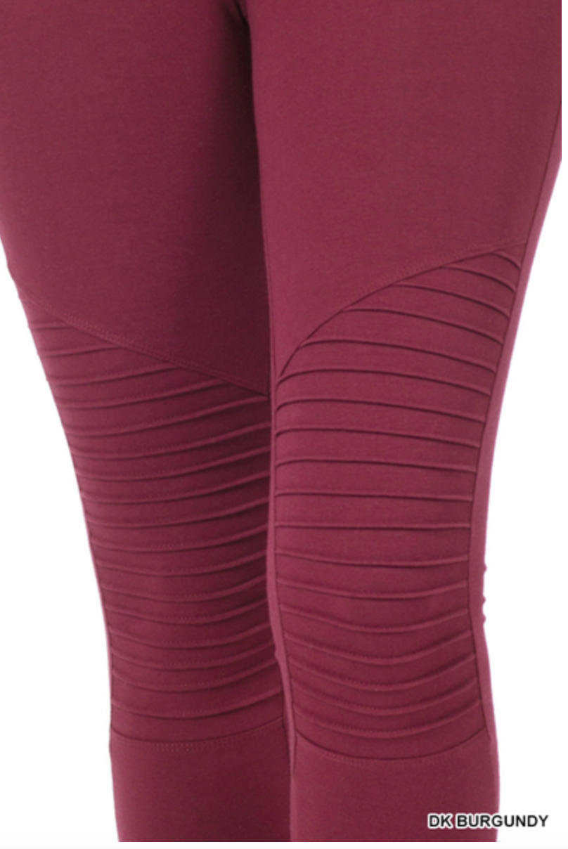 Burgundy Moto Leggings