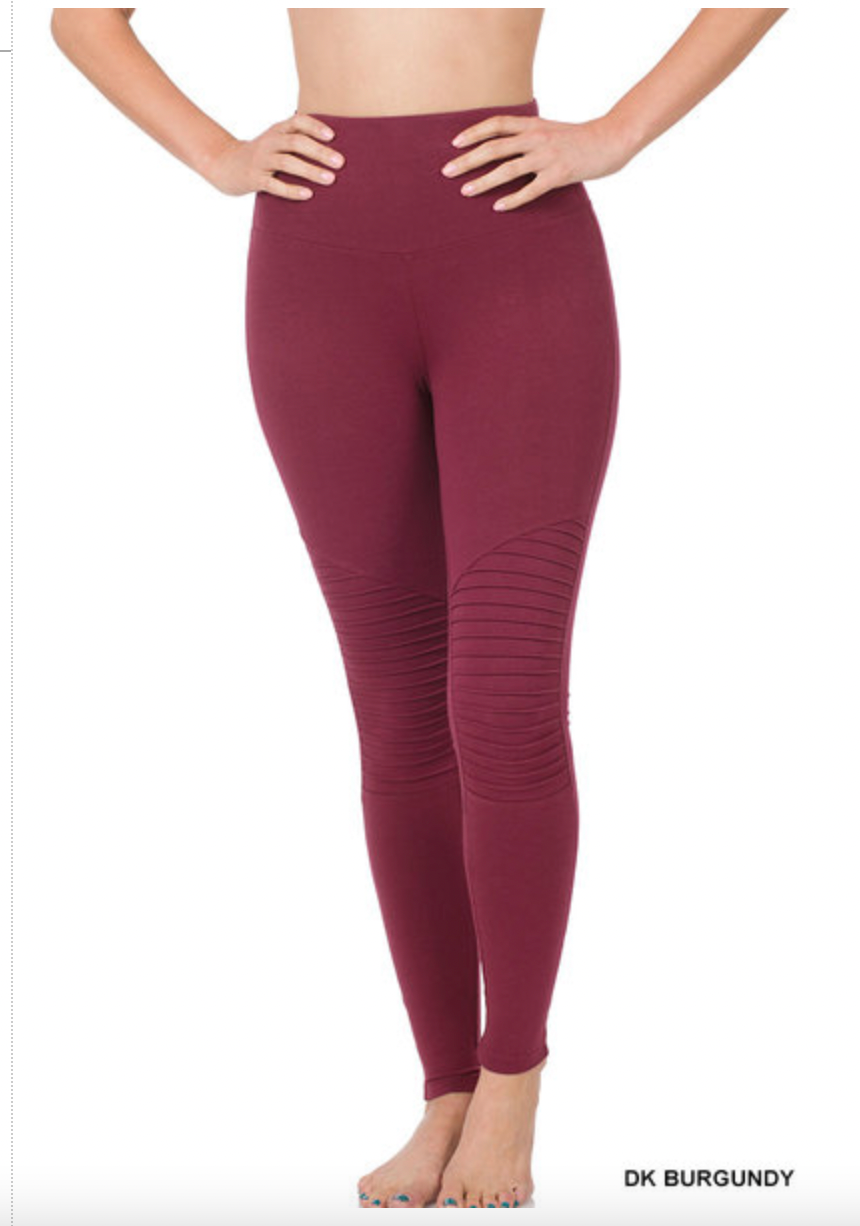 Burgundy Moto Leggings